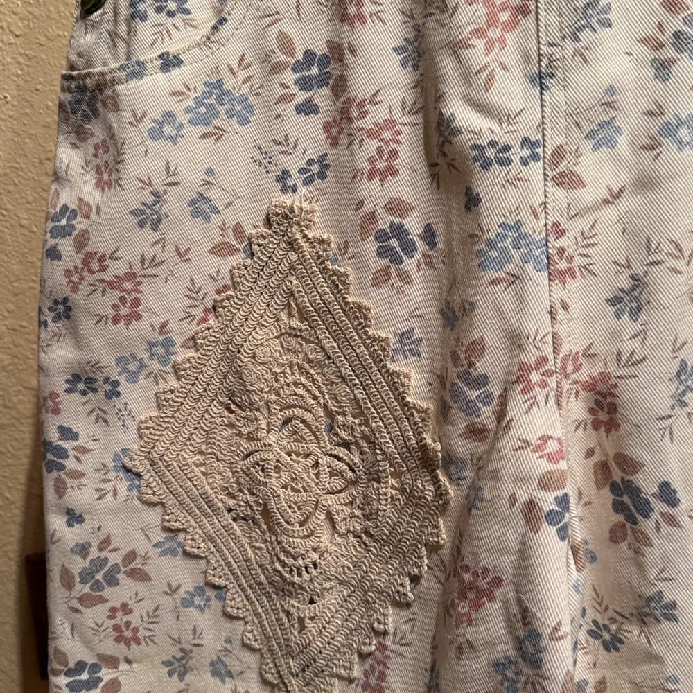 POL Large floral mixed print patchwork overalls N… - image 6